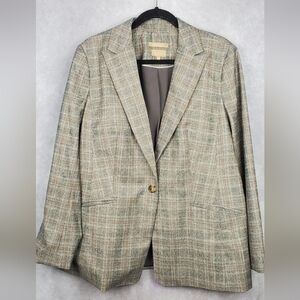 Talbots Blazer Italian Wool Stretch Glen Plaid Boardroom Office Size 16